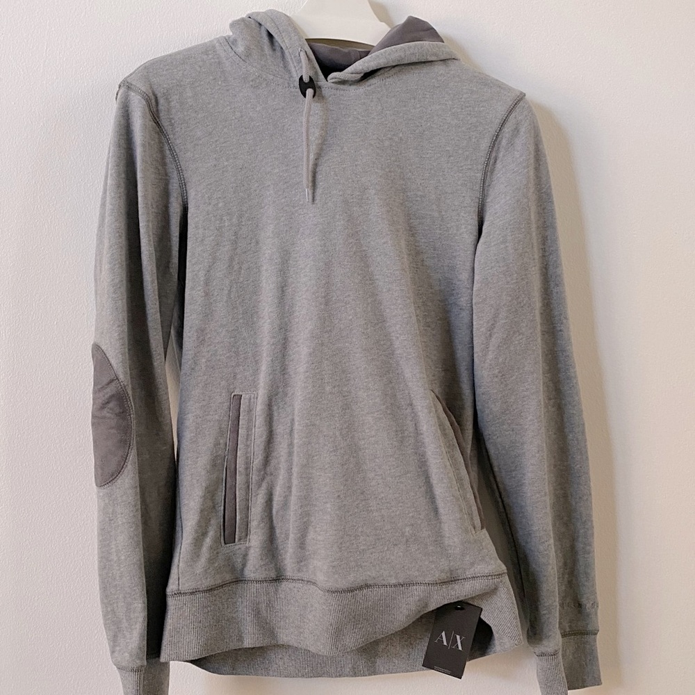ARMANI EXCHANGE - Grey Hoodie with Swede Details